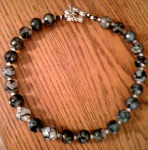 Black and white gemstone necklace