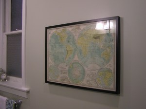 Pretty wrapping paper (with the perfect colors!) from Paper Source in an Ikea frame.