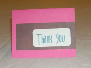 Keeping it basic with a contrasting paper offset, rounded corners and handlettered thank you